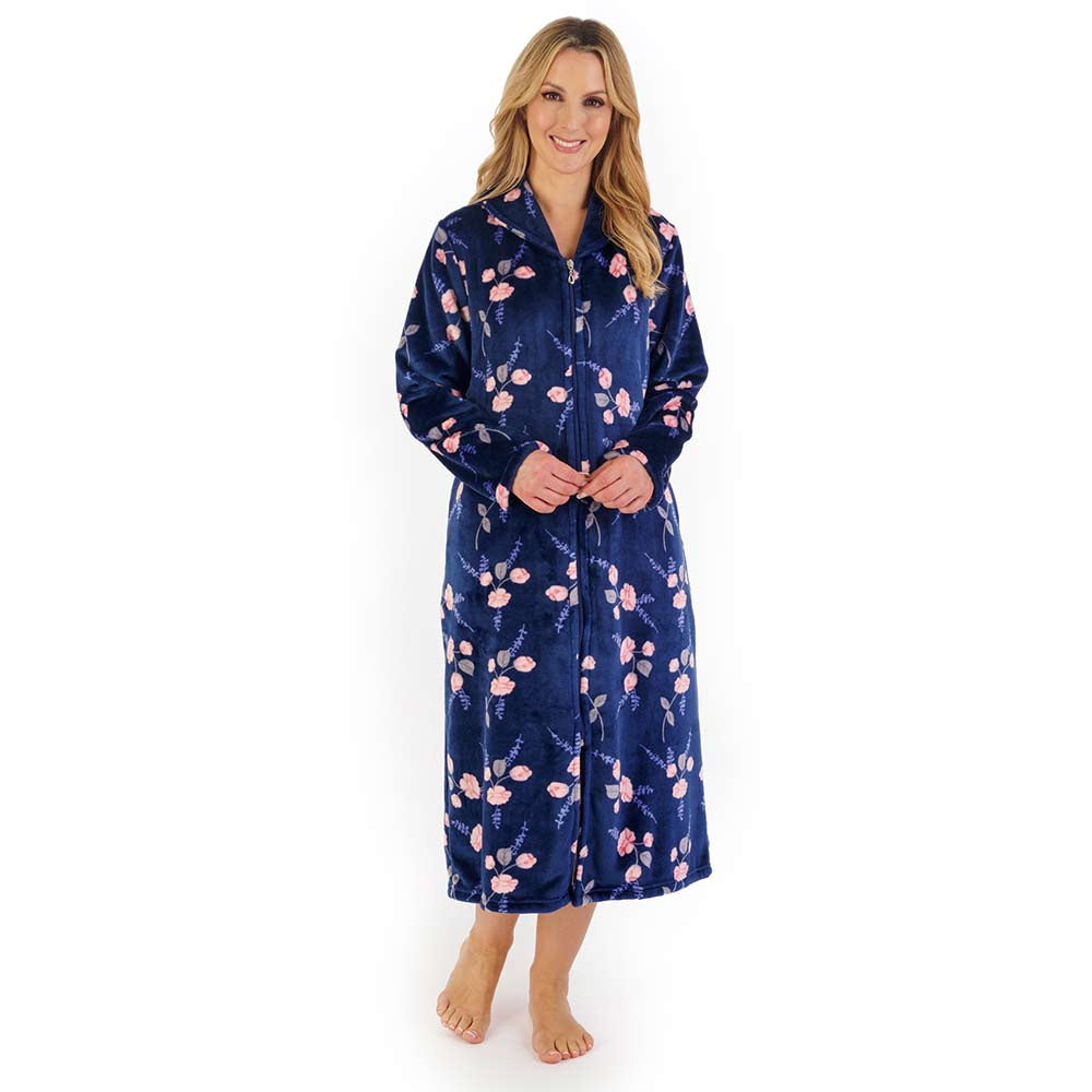 Ladies Slenderella House Coat HC06312 Navy