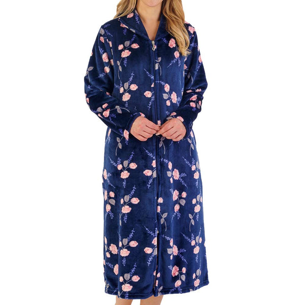 Ladies Slenderella House Coat HC06312 Navy