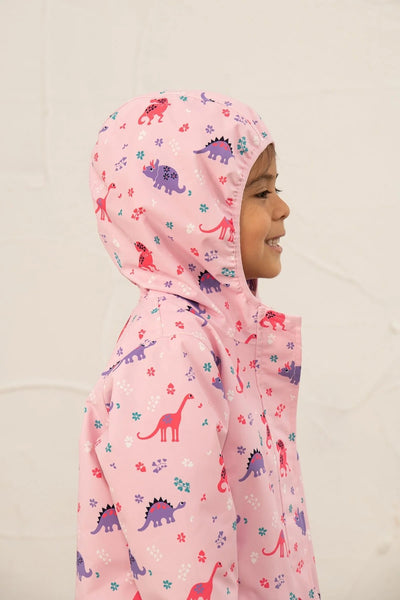 girls pink dinosaur rainjacket