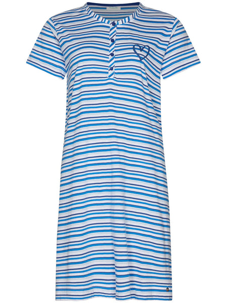 Rebelle Short Sleeve Nightgown Striped Blue Bay 111261-636-1