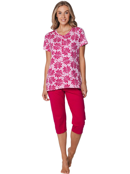 Rebelle Short Sleeve Pyjama Palm Springs  121261-618-1 Dark Pink