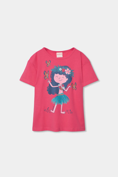Boboli Girl's Cotton Print Short Sleeve T-Shirt 493028-3826