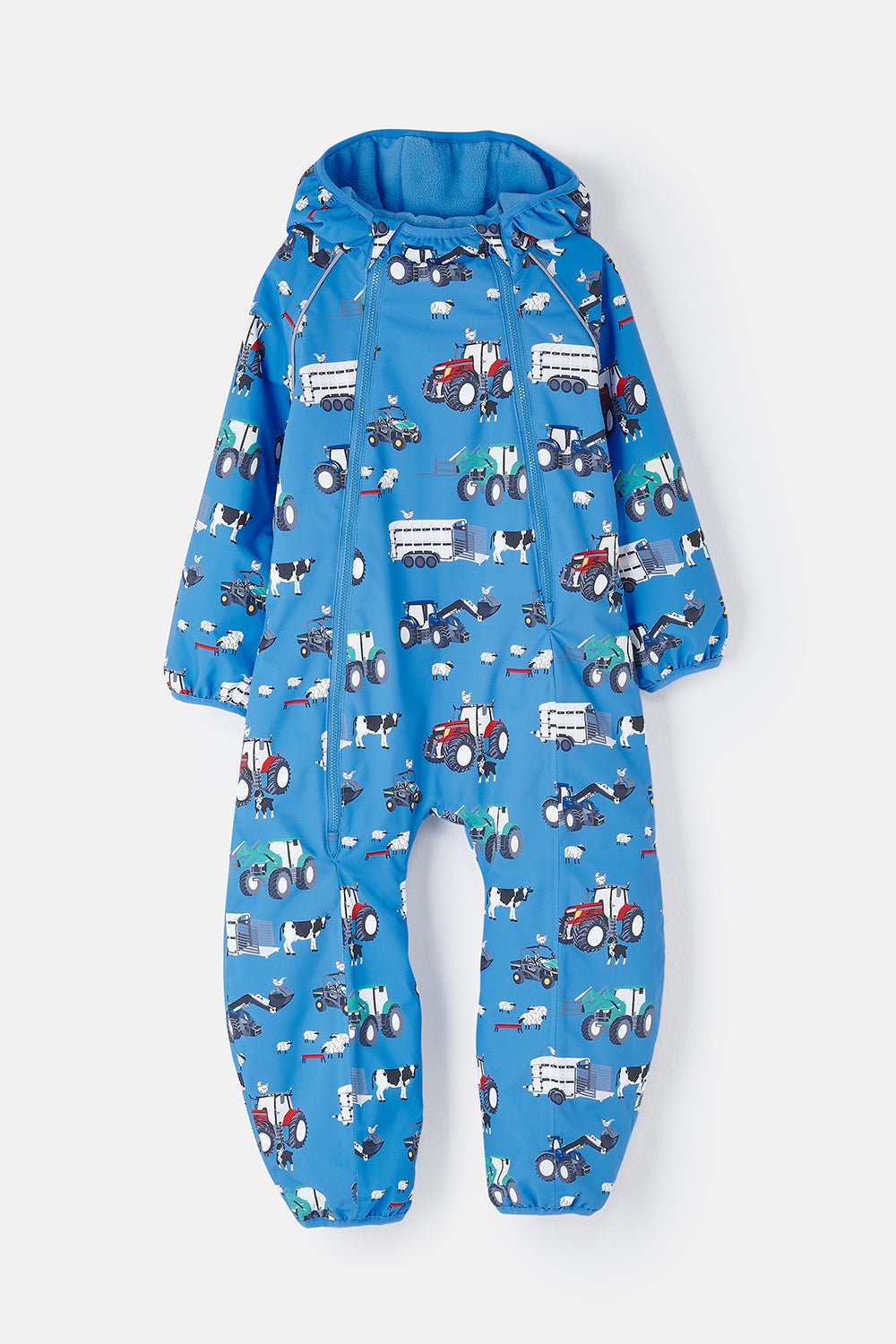 Little Lighthouse Jamie Boy's Puddlesuit - Blue Farm Machinery Print