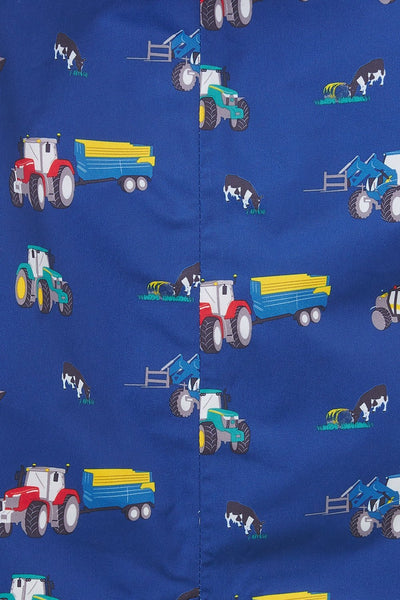 Little Lighthouse Jamie Boy's Puddlesuit - Navy Blue Tractor