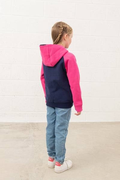 Little Lighthouse Girl's Jasmine Full Zip - Pink Navy Hearts