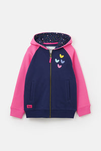 Little Lighthouse Girl's Jasmine Full Zip - Pink Navy Hearts