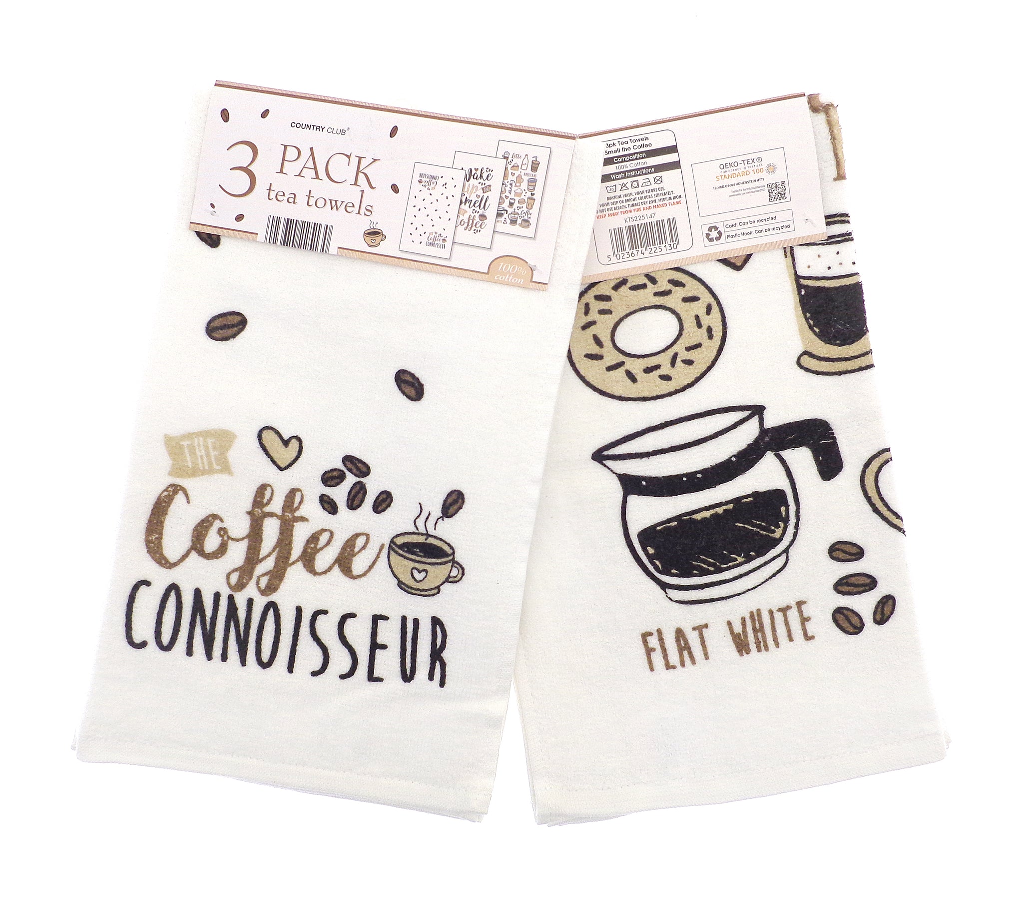 Country Club 3 Pack Tea  Towels Various