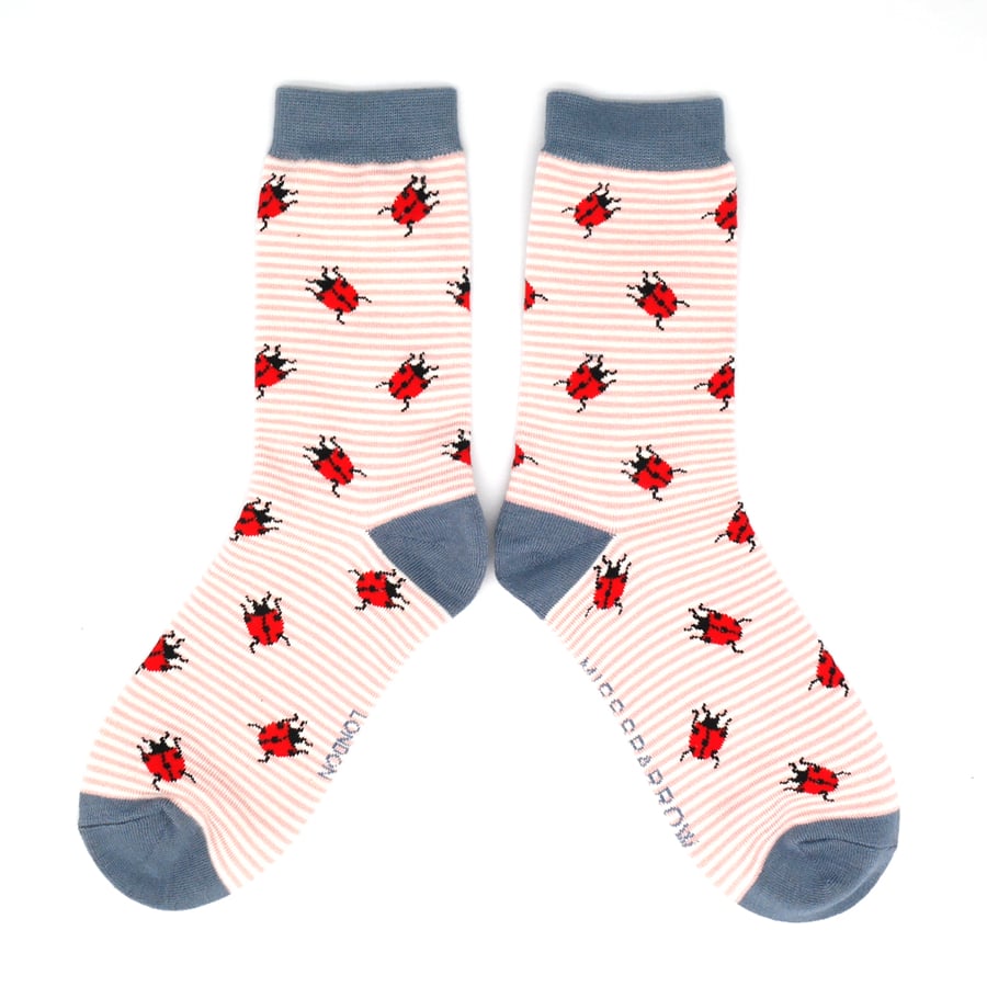 Miss Sparrow Ladies Bamboo Socks Ladybird Dusky Pink