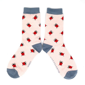 Miss Sparrow Ladies Bamboo Socks Ladybird Dusky Pink