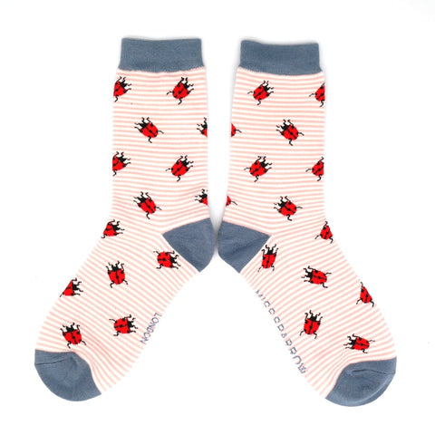 Miss Sparrow Ladies Bamboo Socks Ladybird Dusky Pink