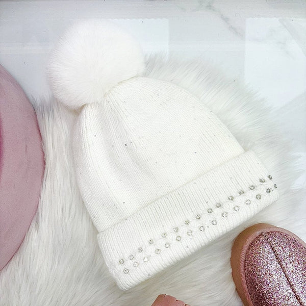 MM Sweet Ladies Sparkly Crystal Bobble Hat H-29220