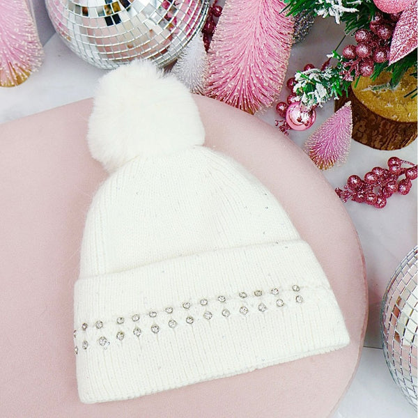 MM Sweet Ladies Sparkly Crystal Bobble Hat H-29220