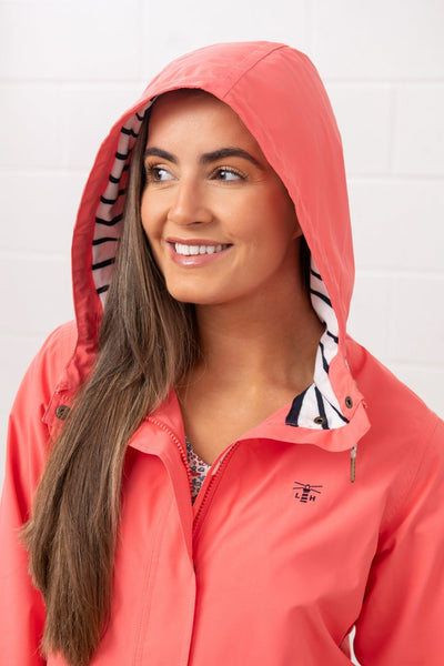 Lighthouse Ladies Long Beachcomber Jacket  Deep Coral