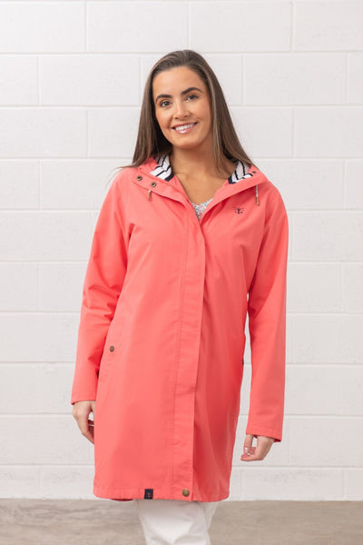Lighthouse Ladies Long Beachcomber Jacket  Deep Coral