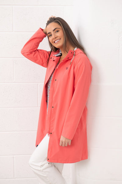 Lighthouse Ladies Long Beachcomber Jacket  Deep Coral
