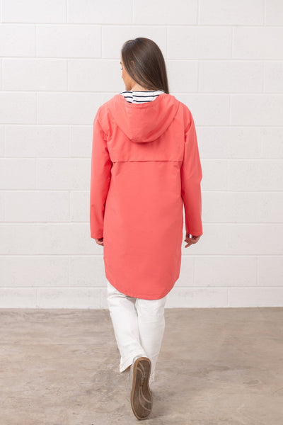 Lighthouse Ladies Long Beachcomber Jacket  Deep Coral