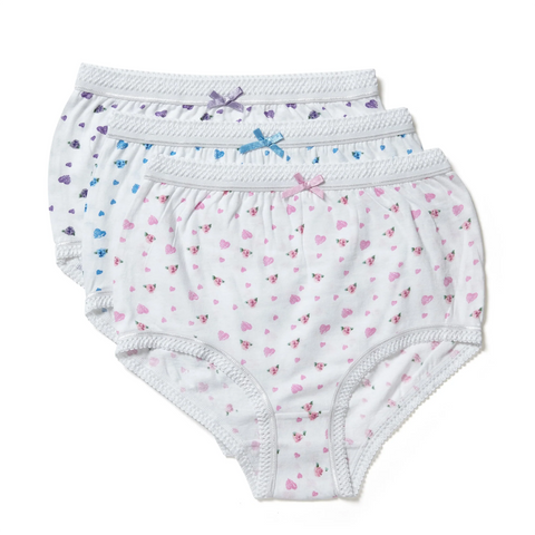 Marlon Ladies Floral 3 Pack 100% Cotton Tunnel Elastic Full Briefs