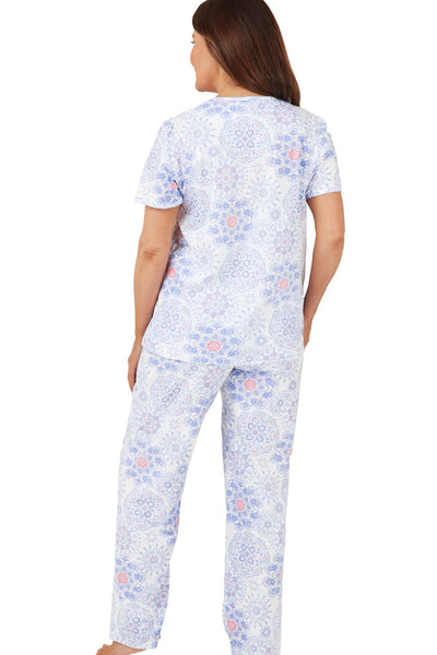 Marlon Ladies Pastel Tiles Pure Cotton Jersey Short Sleeve Pyjama MA40826