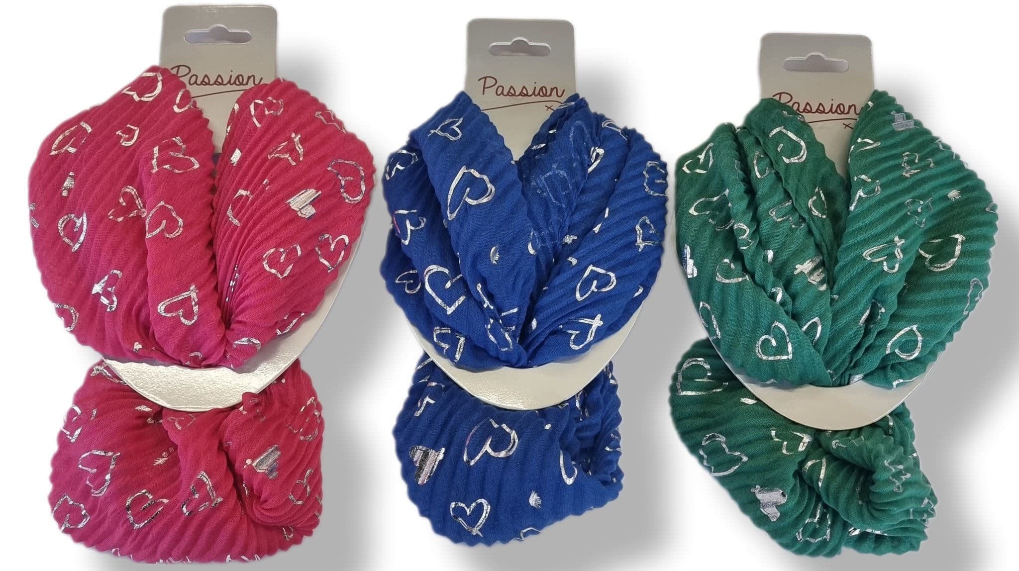 Foil Heart Print Crinkle Magnetic Scarf MM2002