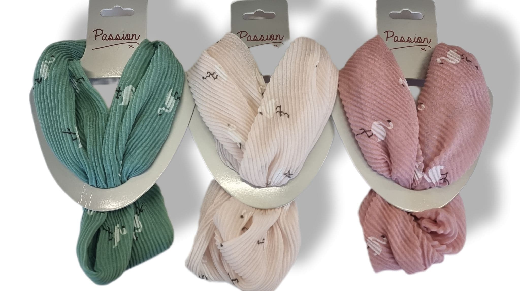 Swan Print Crinkle Magnetic Scarf 3 Assorted Colours MM2003
