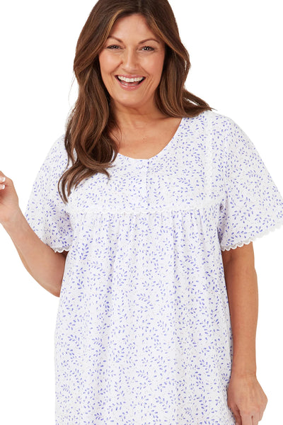 Marlon Ladies Swirl Leaf Sprig Round Neck Easy-Care Nightdress