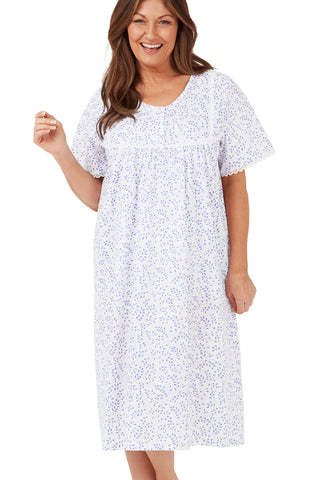 Marlon Ladies Swirl Leaf Sprig Round Neck Easy-Care Nightdress
