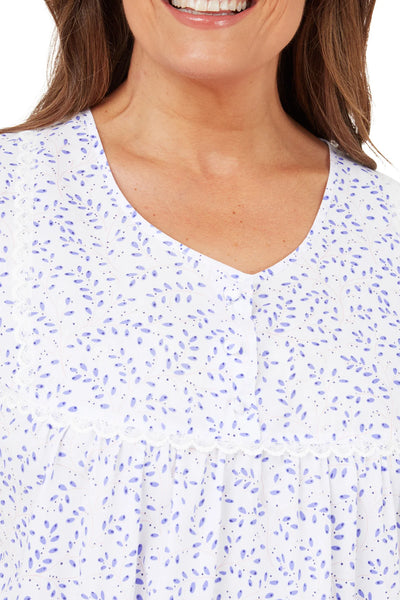 Marlon Ladies Swirl Leaf Sprig Round Neck Easy-Care Nightdress
