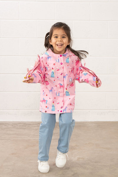 girls  waterproof pink  princess jacket