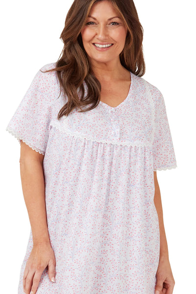 Marlon Ladies Swirl Leaf Sprig Round Neck Easy-Care Nightdress