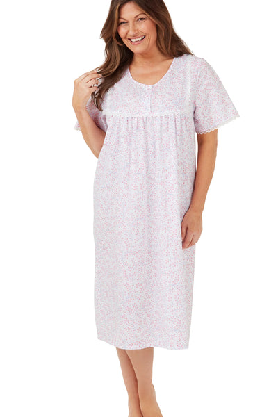 Marlon Ladies Swirl Leaf Sprig Round Neck Easy-Care Nightdress