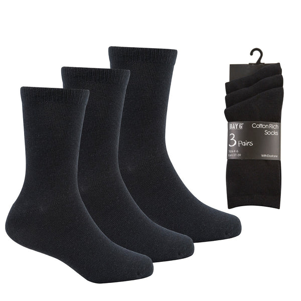 Ladies Bay6 Ankle Socks Assorted 3 Pack 42B389 Black