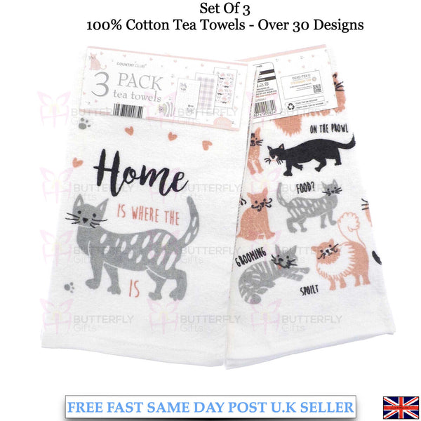 Country Club 3 Pack Tea Towels Various