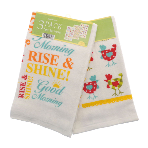 Country Club 3 Pack Tea Towels Various