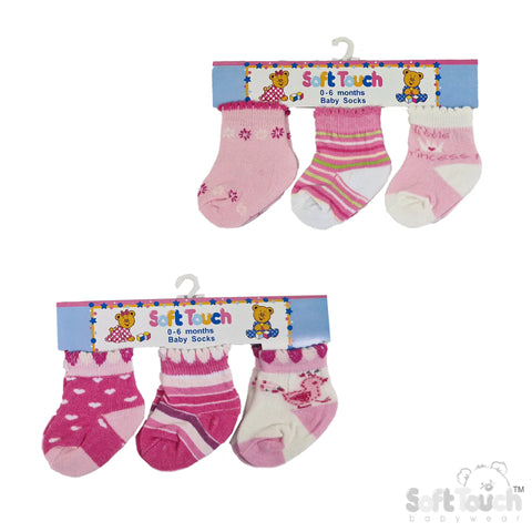 Soft Touch Baby Girls 3 Pack Socks S93