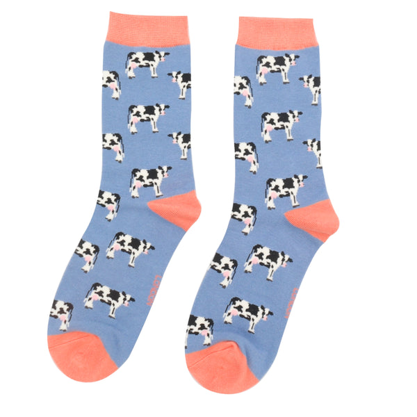 Miss Sparrow Ladies Bamboo Socks Cows Denim
