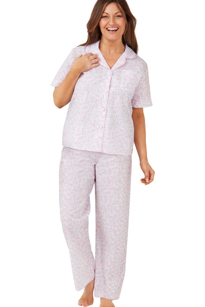Marlon Ladies Poly Cotton Swirl Leaf Easy-Care Pyjama