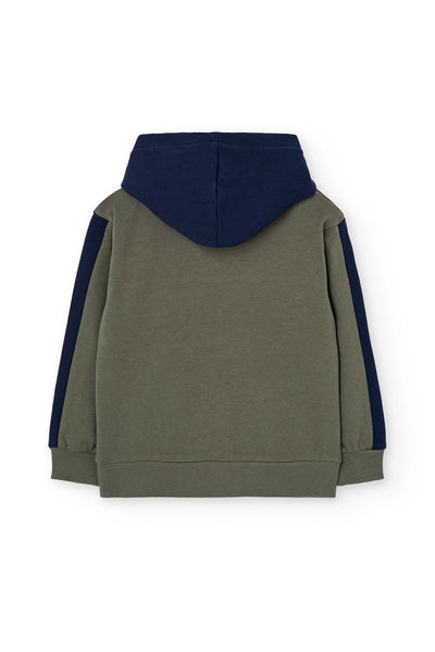 Boboli Boy's Plush Hoodie Block Colour