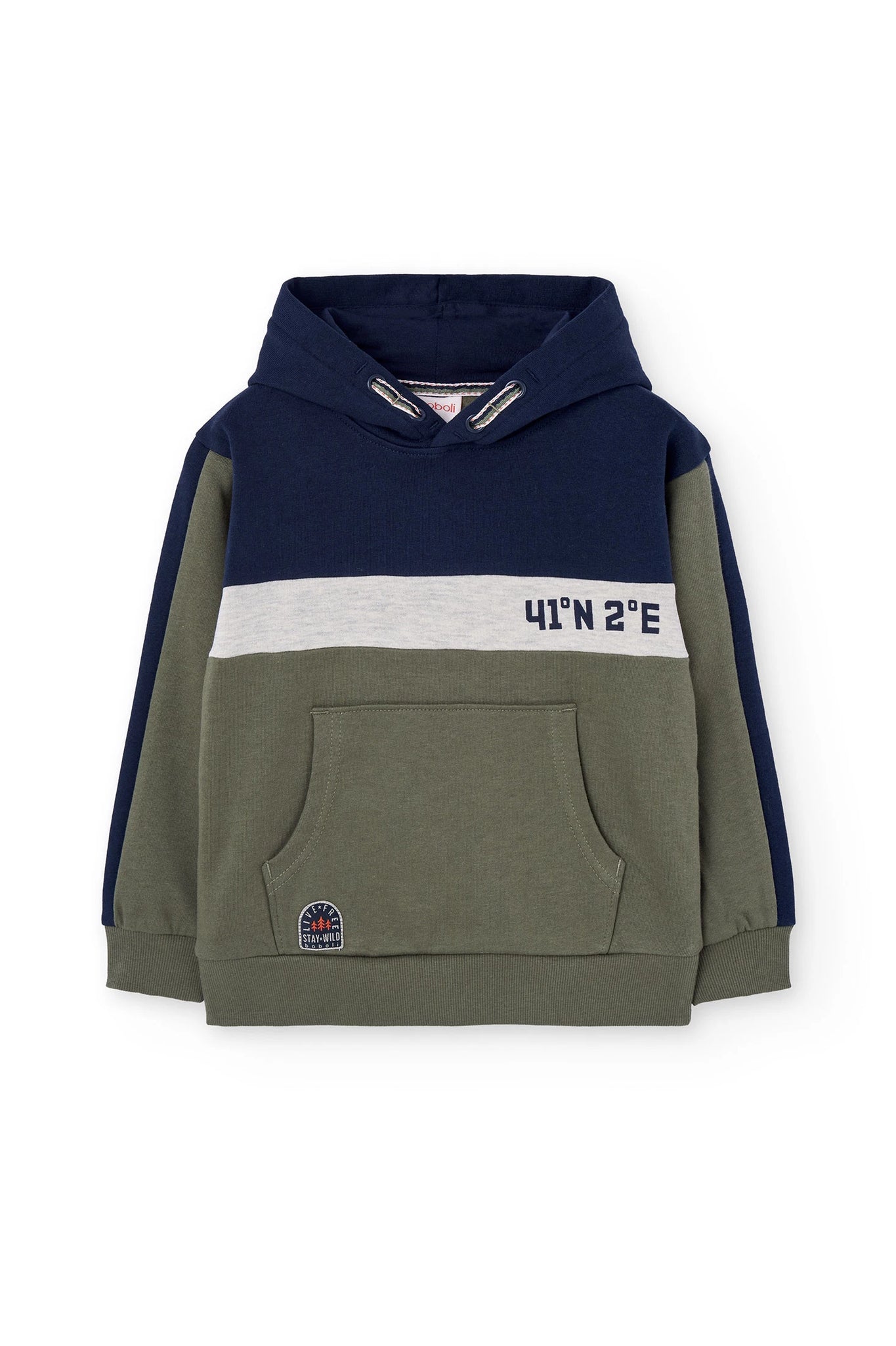 Boboli Boy's Plush Hoodie Block Colour