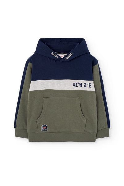 Boboli Boy's Plush Hoodie Block Colour