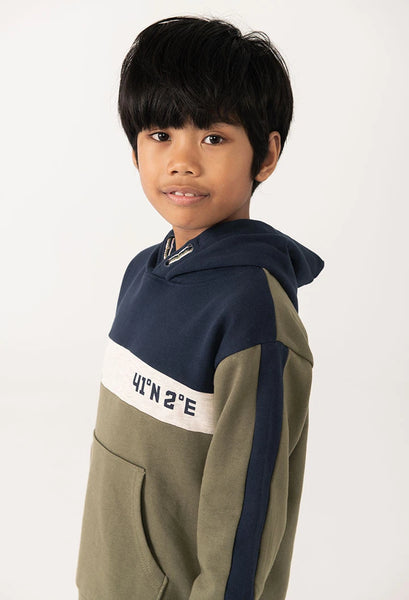 Boboli Boy's Plush Hoodie Block Colour