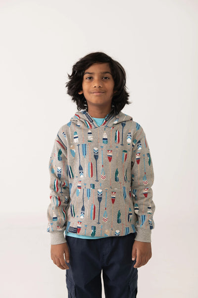 Boboli Boy's Print Hoodie 502142 Grey Rowing Oars