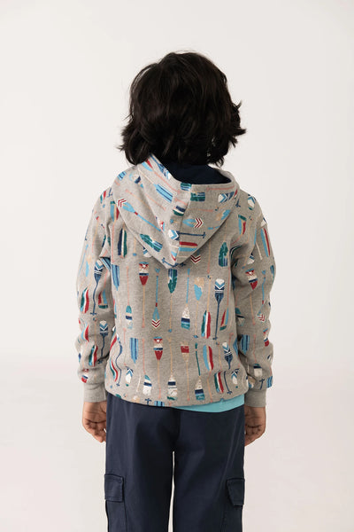 Boboli Boy's Print Hoodie 502142 Grey Rowing Oars