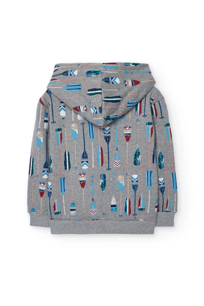 Boboli Boy's Print Hoodie 502142 Grey Rowing Oars