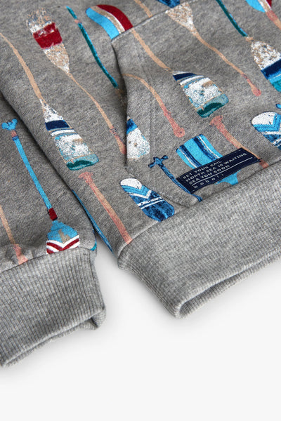Boboli Boy's Print Hoodie 502142 Grey Rowing Oars