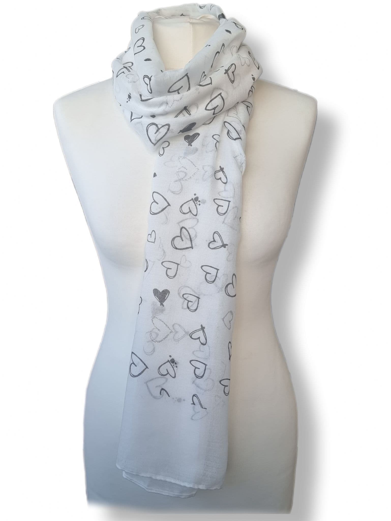 Ladies Scarves Silver Glitter Heart Print  TR6664 Assorted Colours