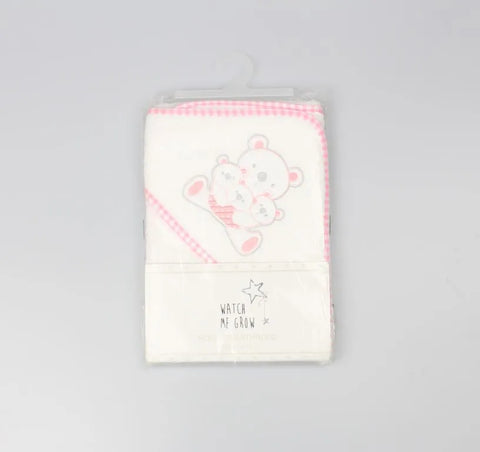 Watch Me Grow Hooded Baby Towel Bears Family Pink