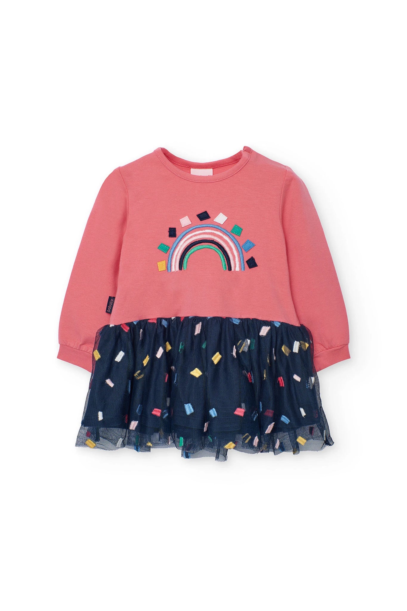 Boboli Girl's Pink Knitted Dress With Print 202150-3914