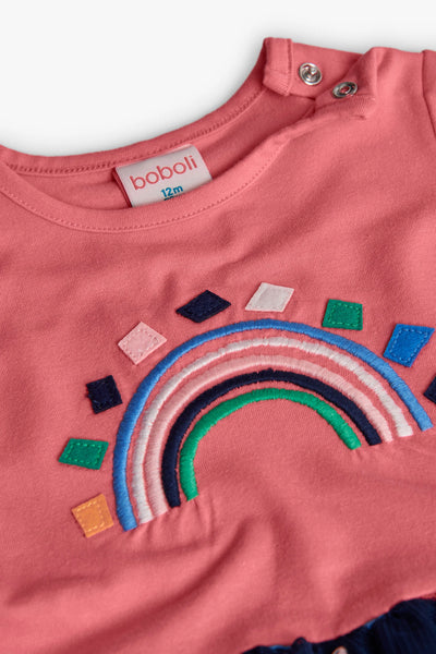 Boboli Girl's Pink Knitted Dress With Print 202150-3914