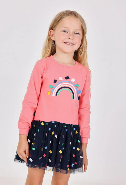 Boboli Girl's Pink Knitted Dress With Print 202150-3914