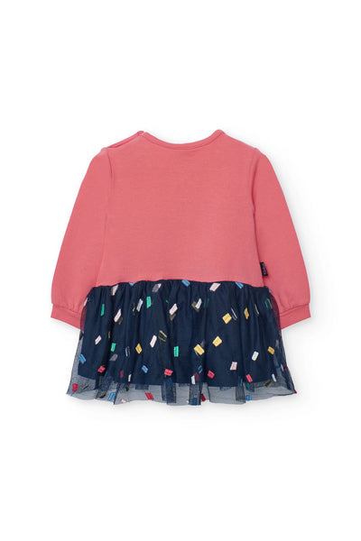 Boboli Girl's Pink Knitted Dress With Print 202150-3914